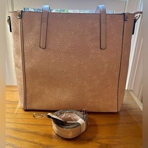 Floral Embossed Tote Bag
